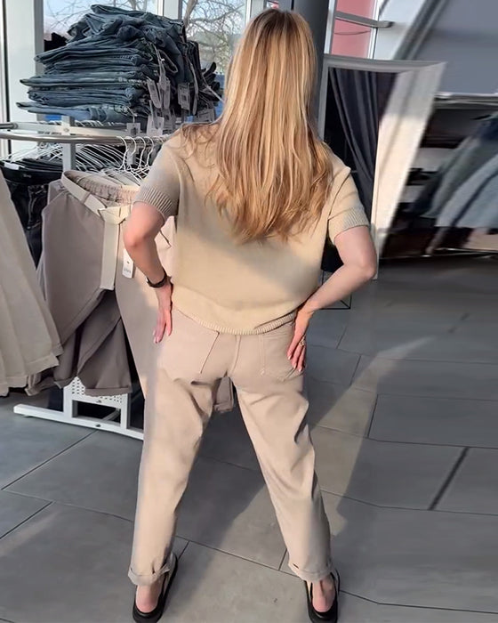 Bukser Ensfarget Casual Rett