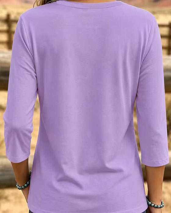 Topp Crew Hals Patchwork Asymmetrisk Fald