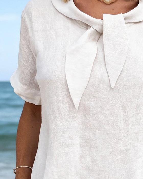 T-Skjorte Ren Bomull Ensfarget Kortermet