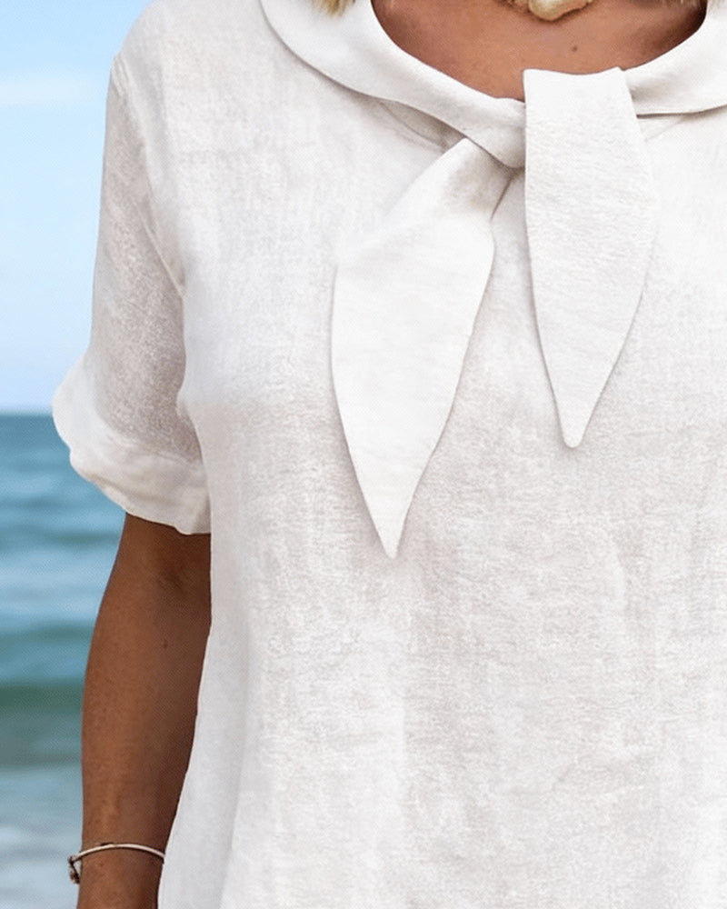 T-Skjorte Ren Bomull Ensfarget Kortermet