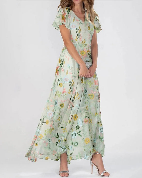 Kjole Ruffle Blomstret Trykk