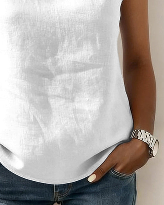 Bluse Ren Bomull Krage Ermløs