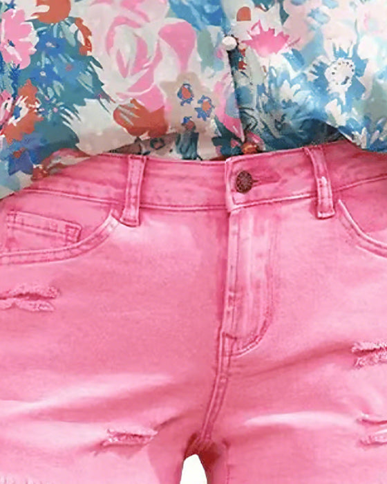 Shorts Rå Kant Denim