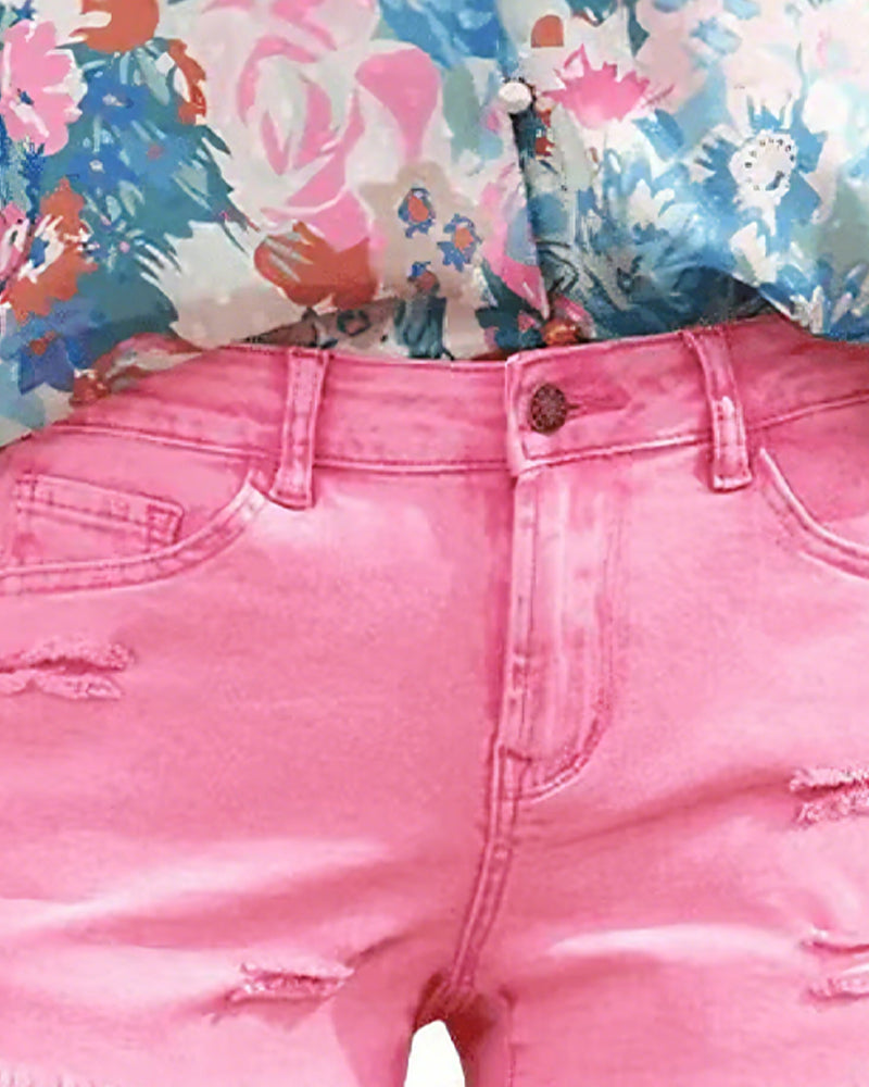 Shorts Rå Kant Denim