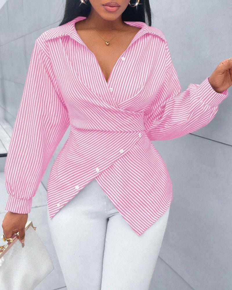 Bluse Stripe Slips Lang Erme