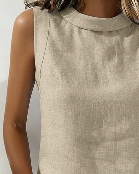 Bluse Ren Bomull Krage Ermløs