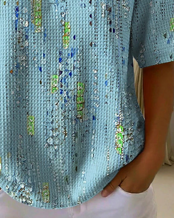 Bluse Avslappet Trykt Revers