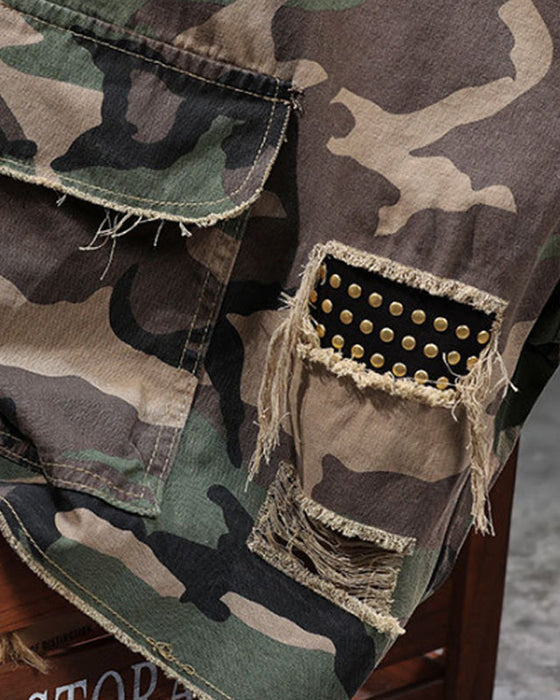 🔥 Herrer Shorts Cargo Kamuflasje Med Nagler