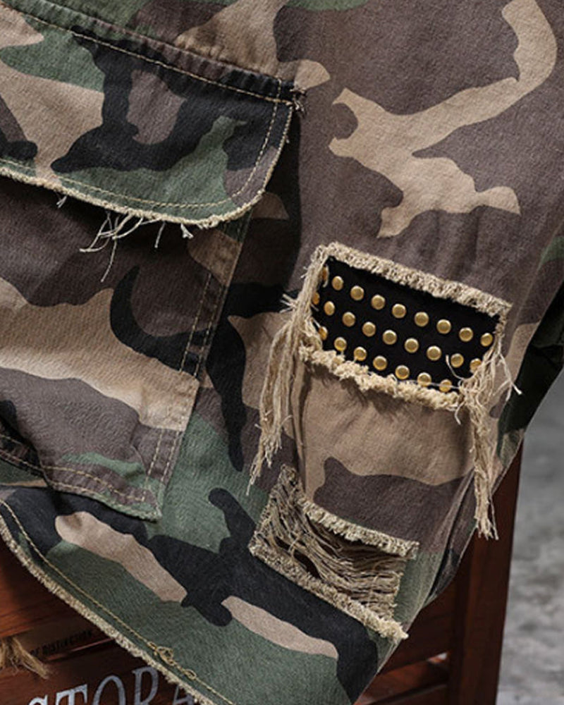 🔥 Herrer Shorts Cargo Kamuflasje Med Nagler