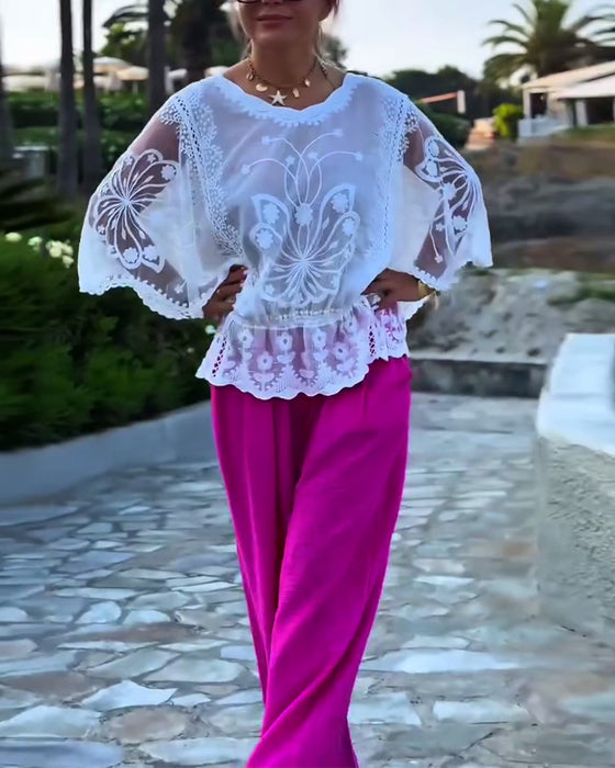 Bluse Ensfarget Moteriktig