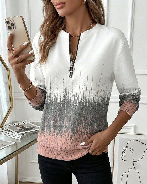 Sweatshirt Halv Glidelås Gradient Lang Erme