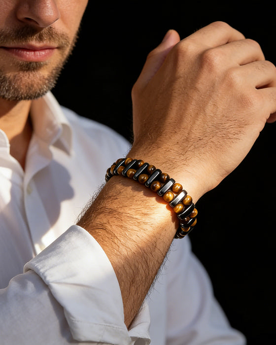Naturlig Tigerøye Sten Armbånd