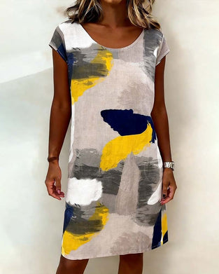 Kjole Rund Hals Tie-Dye Trykt