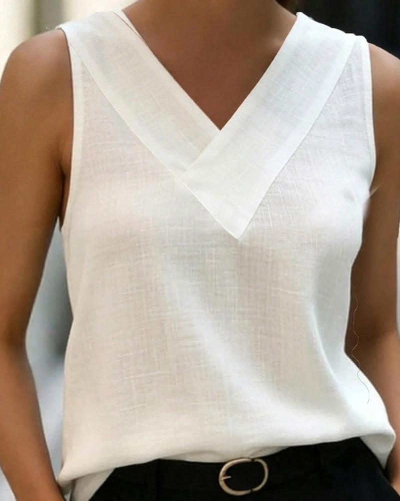 Tank Top Ermeløs V-Hals Kors