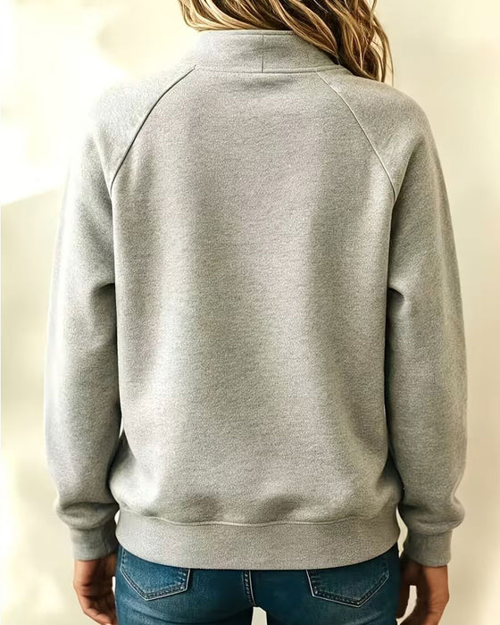 Hettegenser Mockhals Knapp Loose Fit Ensfarget