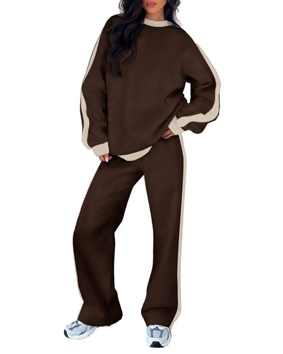 Sett Side Fargeblokk Rund Hals Sweatshirt