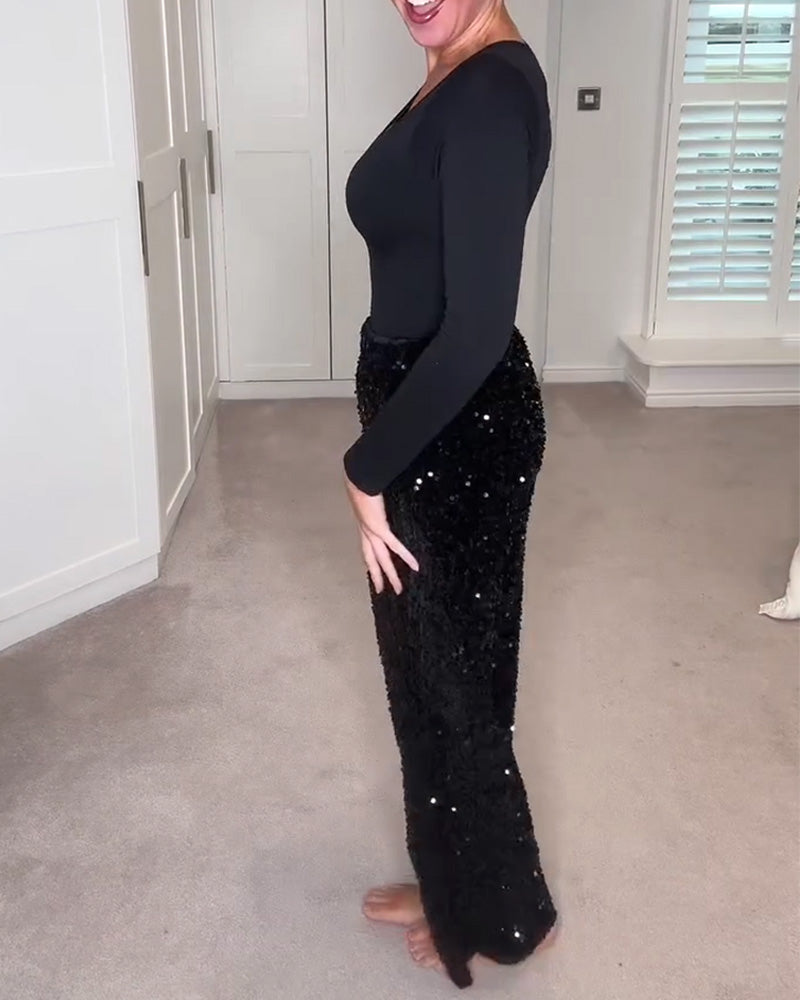 Bukser Stilig Ensfarget Rett Ben