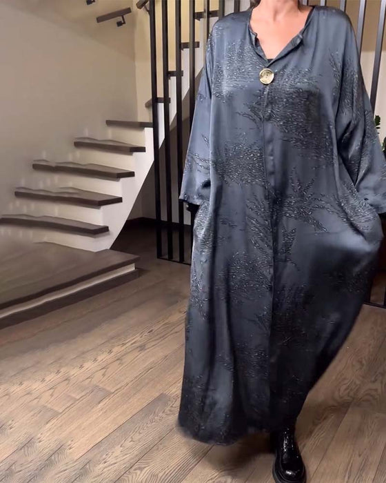 Kjole Lang Erme Trykt Rett