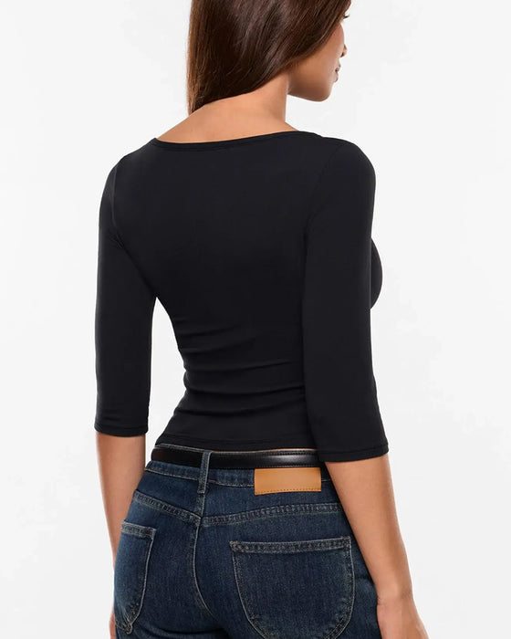 T-Skjorte Stilig Albuelang Erme Slim Fit Baslag