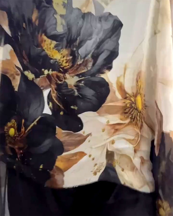 Bluse Langermet Uregelmessig Store Blomstertrykk