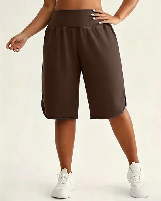 Høy Midje Vide Ben Shorts