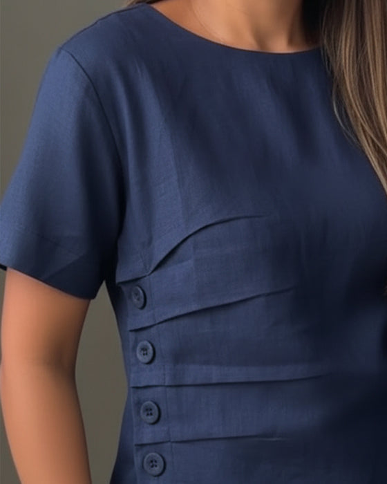 Bluse Knappdetalj Kortermet