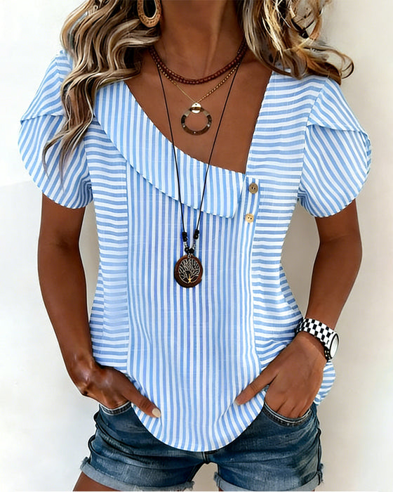 Bluse Stripet Pufferme Asymmetrisk