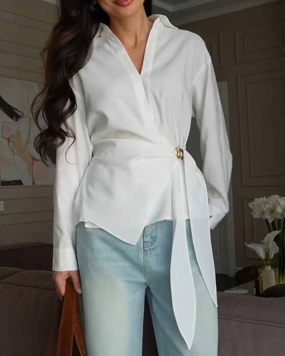 Bluse Enfarget Med Belte
