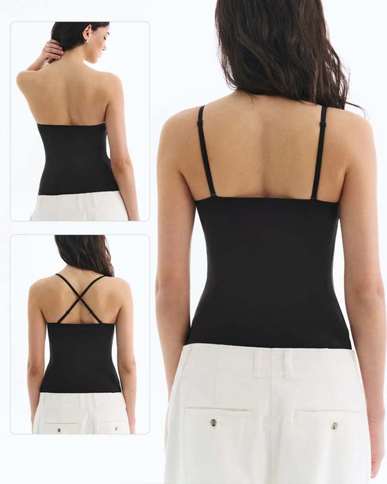 Cami Top Stroppeløs Solid Innebygd BH