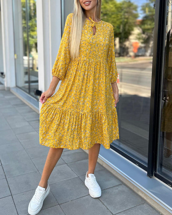 Frisk floral plissert fritidskjole