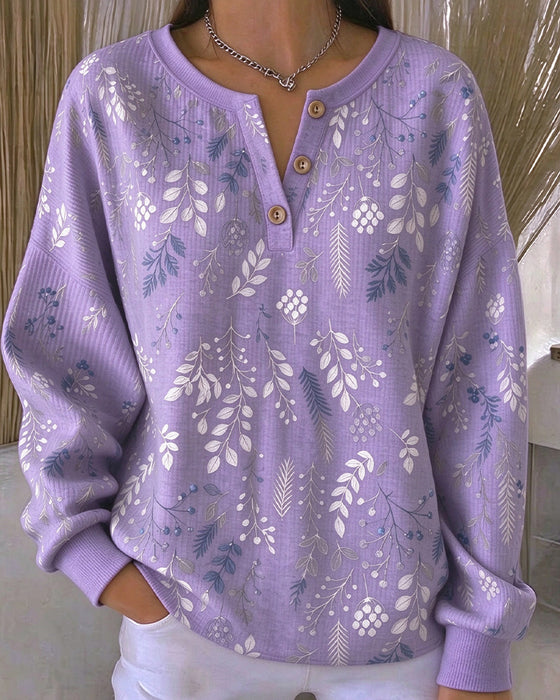 Sweatshirt Vaffel Henry Krage Blomstermønster