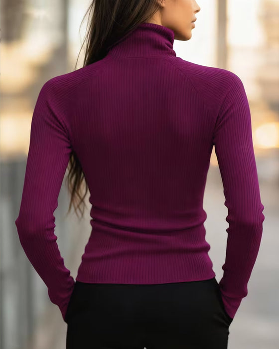 Topp Turtleneck Glidelås Slim Fit