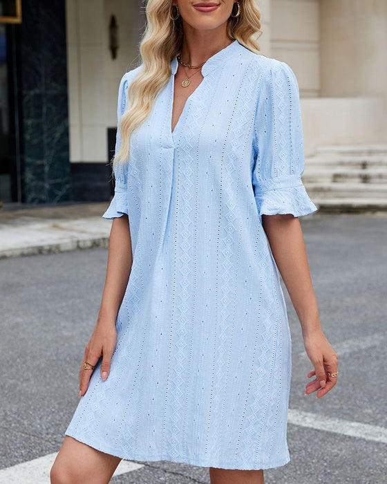 Kjole Ensfarget V-hals