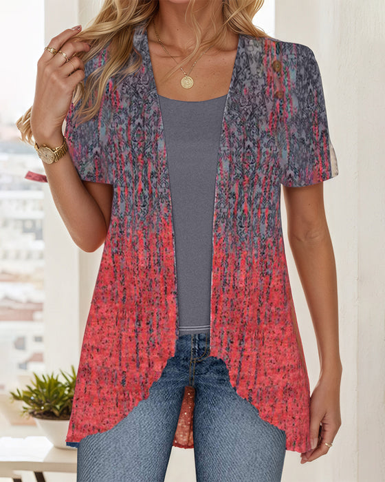 Bluse Falsk To-Del Korteermet Uregelmessig