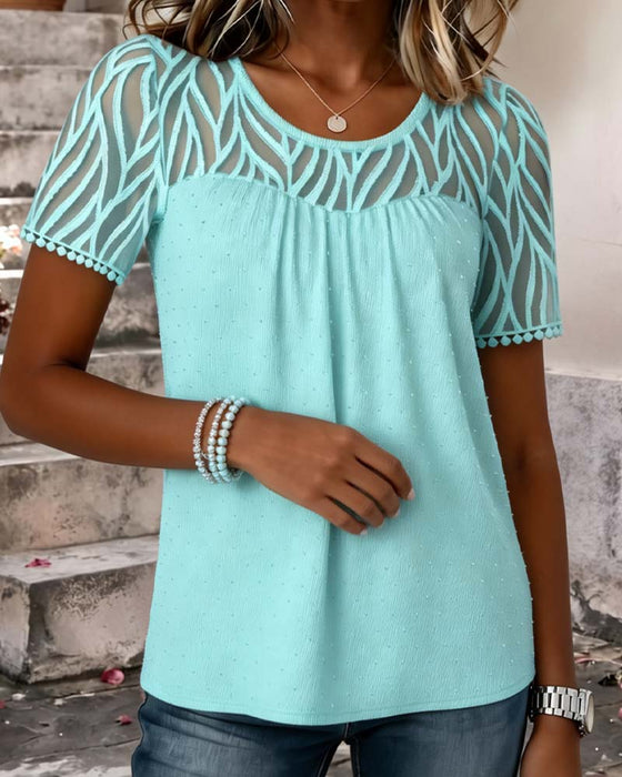Bluse Nett Patchwork Solid Farge