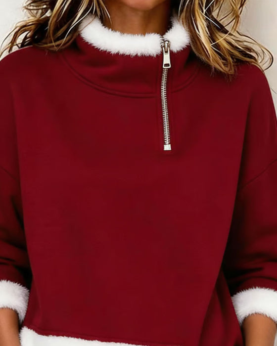 Sweatshirt Fleece Halv Glidelås
