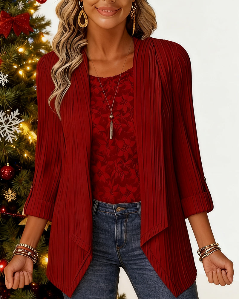 Ribbet Topp Med Faux To-Dels Utseende Og Lappverk