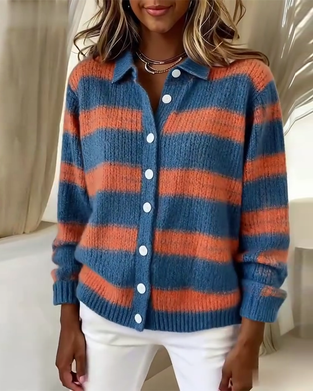 Cardigan med striper og knapper til hverdagsbruk