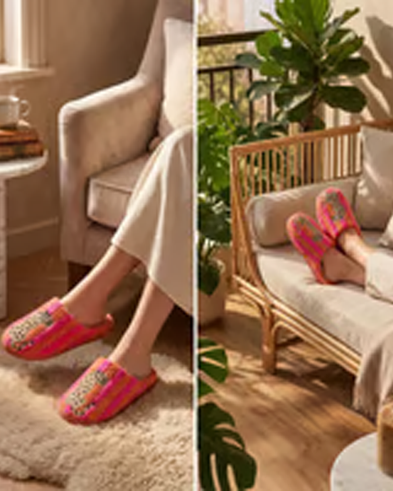 Dame Retro Stripet & Leopard Lodne Tøfler