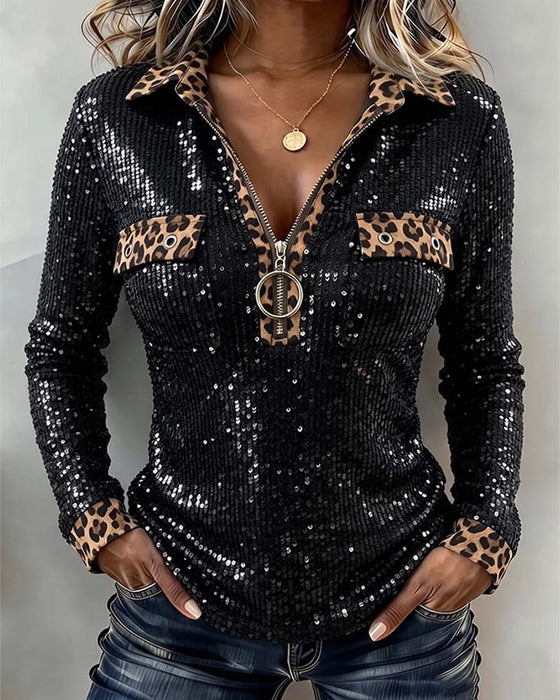 Topp Stilig Leopard Patchwork Glidelås