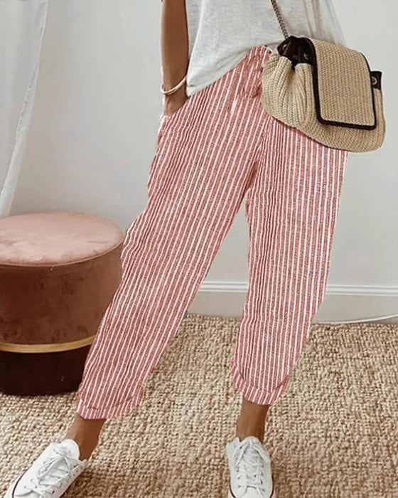Bukse Casual Stripet Croppet