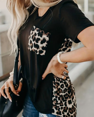 T-Skjorte Leopard Trykk Kortermet