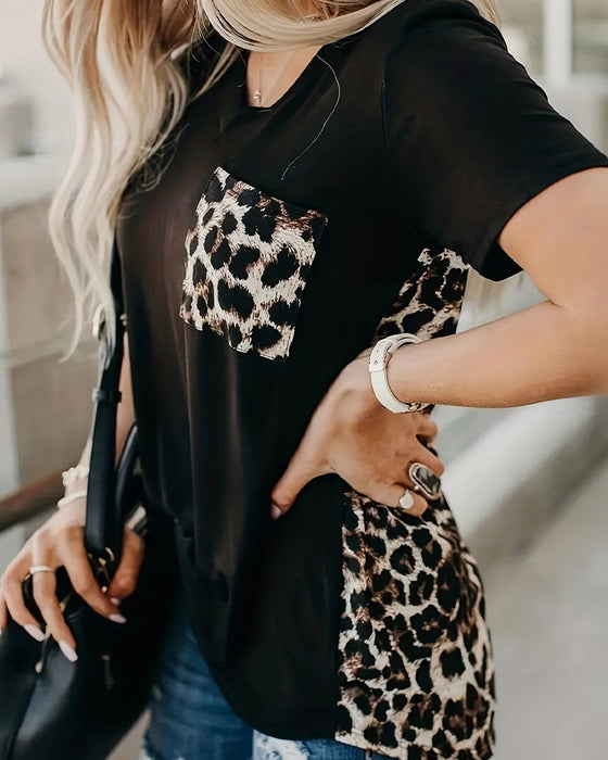 T-Skjorte Leopard Trykk Kortermet