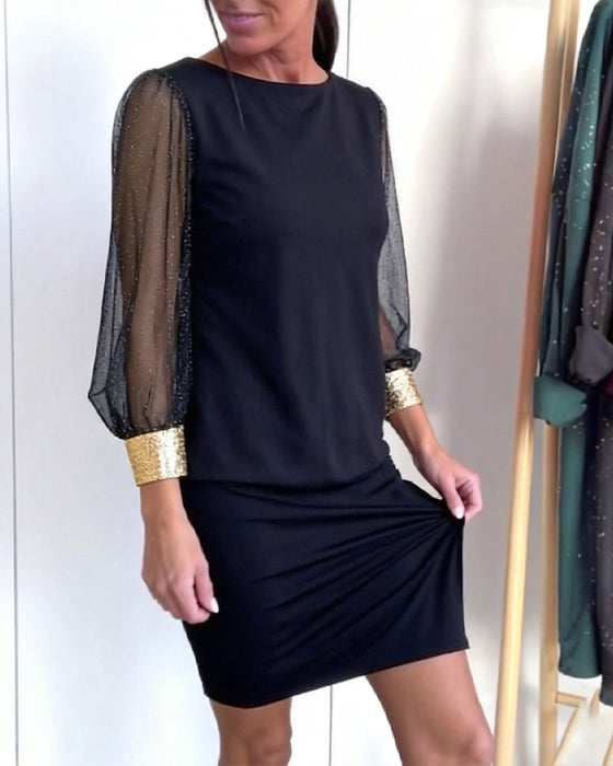 Kjole Netting Fargekontrast Langermet