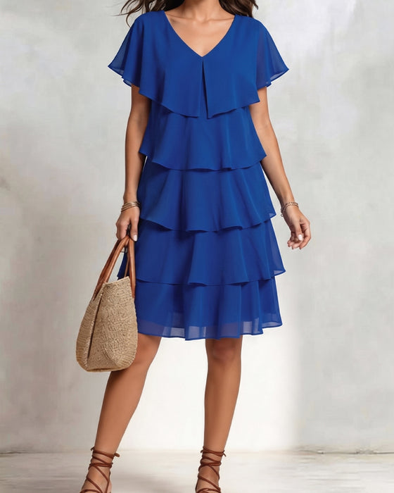 Kjole V-Hals Ruffle Casual