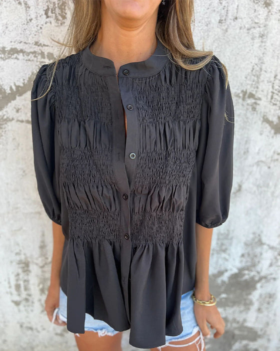 Bluse Casual Mote Kort Erme Enfarget