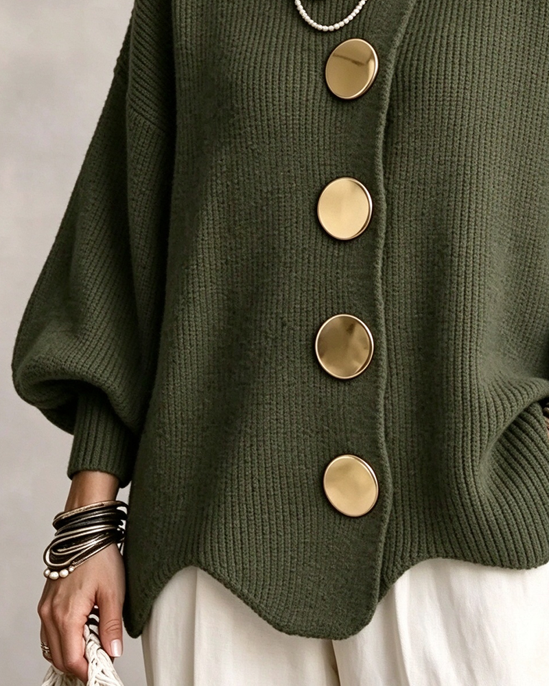 Cardigan Stor Metallknapp Jakkeslag