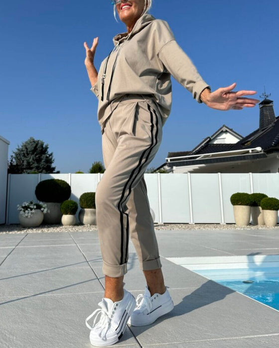 Kasual To - delssett Med Damenes Kapuzenhodeie Og Bukser