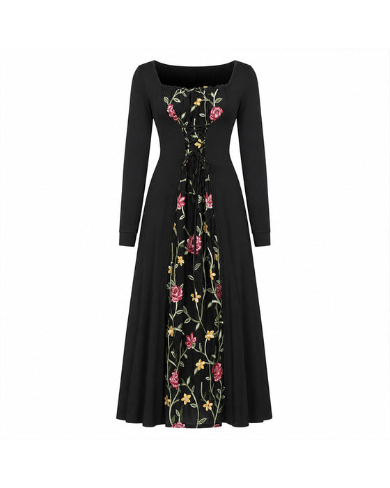 Kjole Firkantet Hals Rose Spliced Maxi