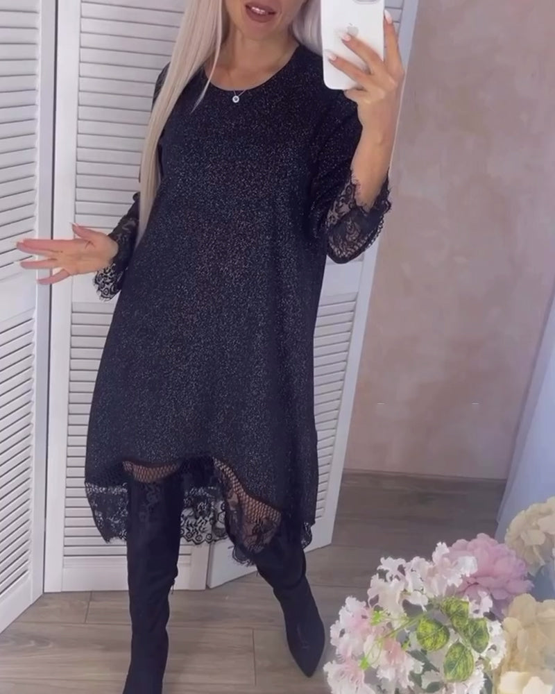 Ensfarget blonde patchwork elegant kjole